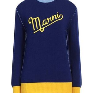 Marni Navy and Yellow Logo Sweater